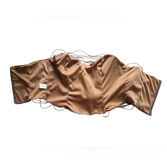 Fashion Nova Never Complicated Faux Leather Corset Plus Top Brown ~ Size 2X - Picture 5 of 10